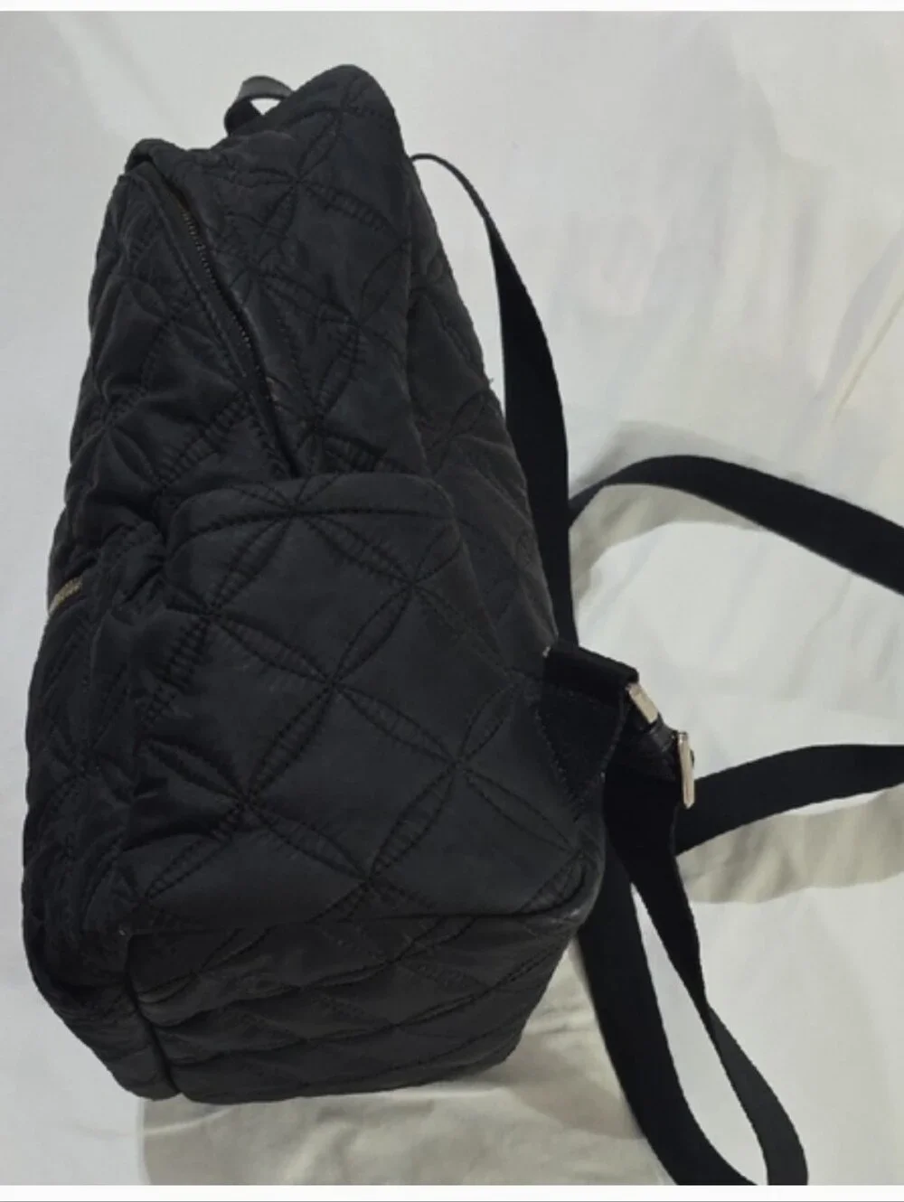 Kate Spade New York Black Quilted Nylon Backpack Gold Zip Travel Laptop Bag